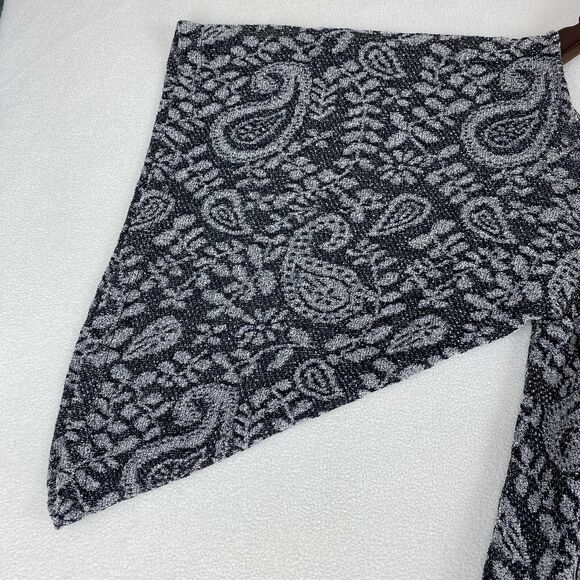 Lucky Brand Womens XL Black Gray Cold Shoulder Paisley Top Boho Flowy Romantic - Picture 13 of 16